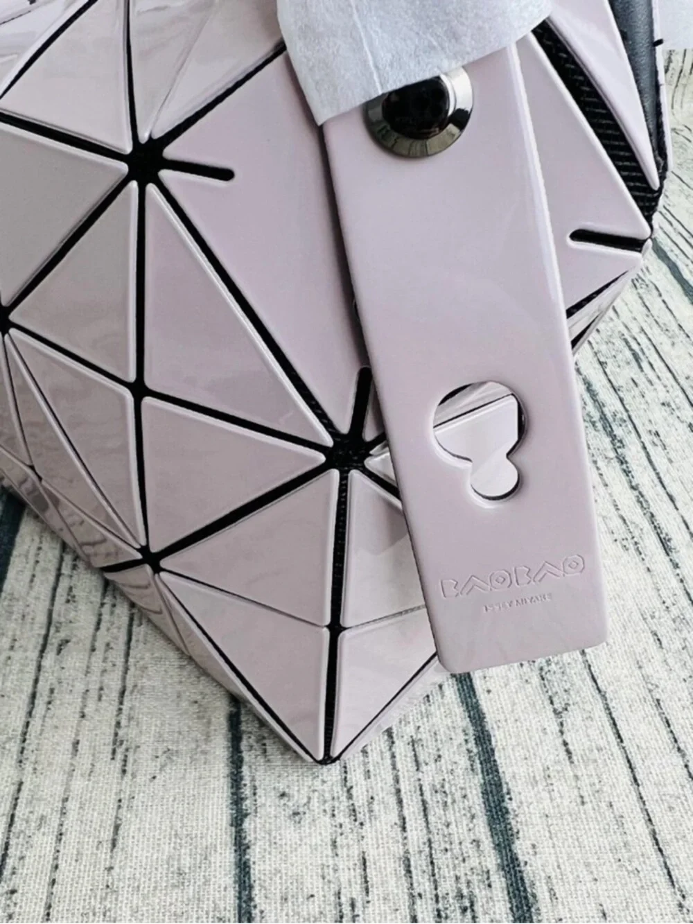 Issey Miyake Light Pink Geometric Panel Shoulder Bag